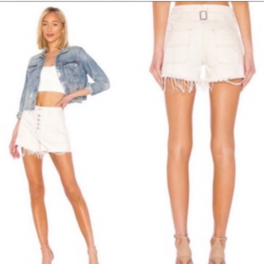 FP Jessie Carpenter Button Up White Denim Shorts